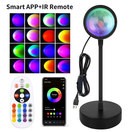Smart Sunset Lamp Tuya LED Night Ligh USB RGB Smart Life APP Remote Projection for Room Decoration Photography Festival Birth